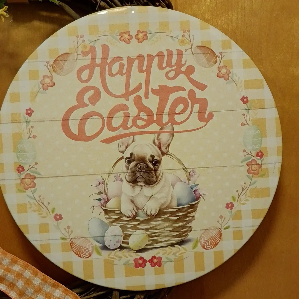 Homemade Easter Wreath with Frenchie
